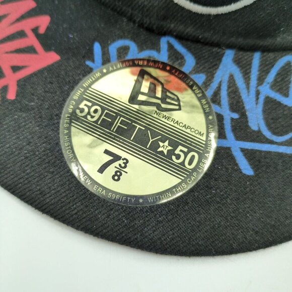 New Era 59Fifty Atlanta‎ Braves MLB Graffiti Logo Fitted Hat Black Size 7 3/8 - Picture 5 of 10